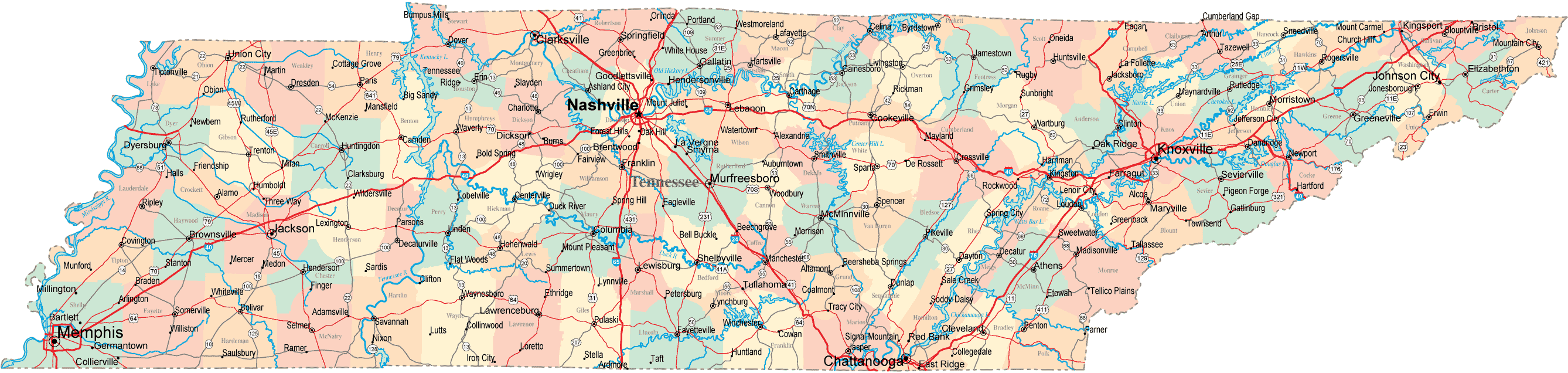 map of tennessee mannerism